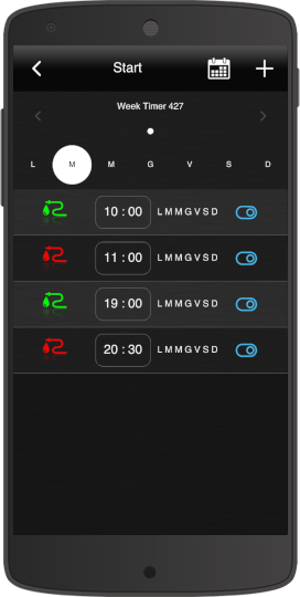 How the scheduling is rappresented inside the Home automation app EVE Remote Plus classic style