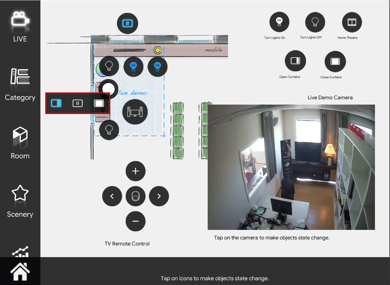 Shutter icon in close mode inside the Home automation App EVE Remote Plus map style