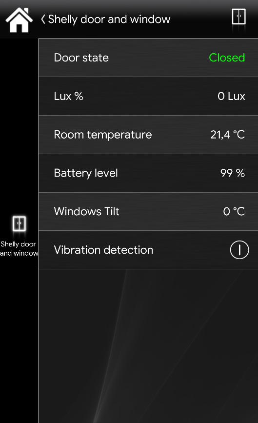 Here displayed how the project configuration is inside the Home automation app EVE Remote Plus when the window is closed