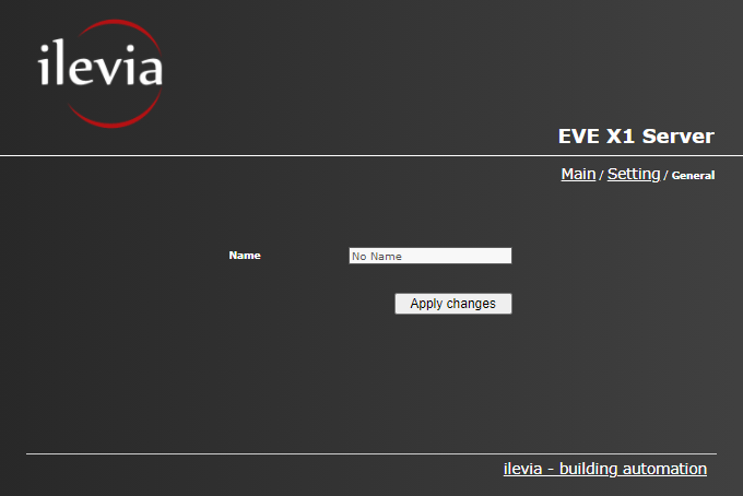 How to change the name of the server form inside the web user interface of the Home automation server EVE X1