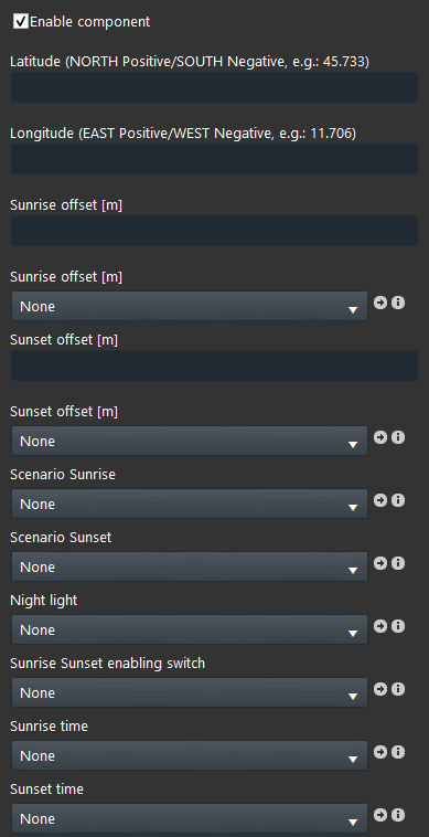 Sunrise Sunset component inside the Home automation software EVE Manager