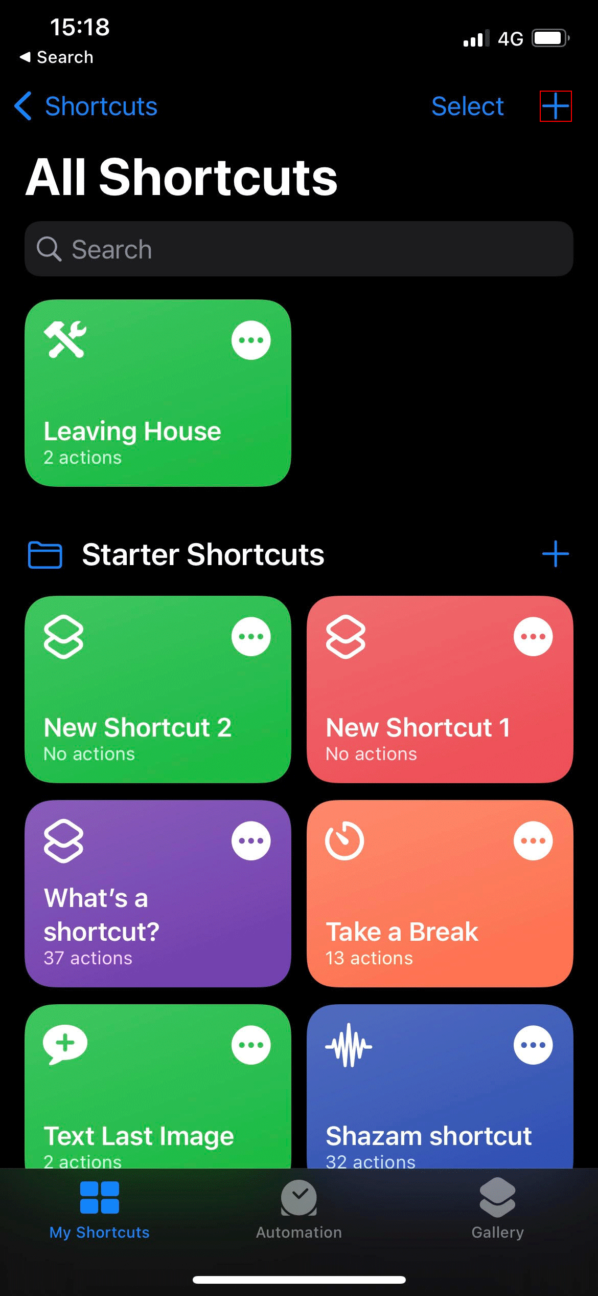 How to add a new shortcut within the Shurtcut app in IOS device to build the integration between the IFTTT and the Home automation system Ilevia