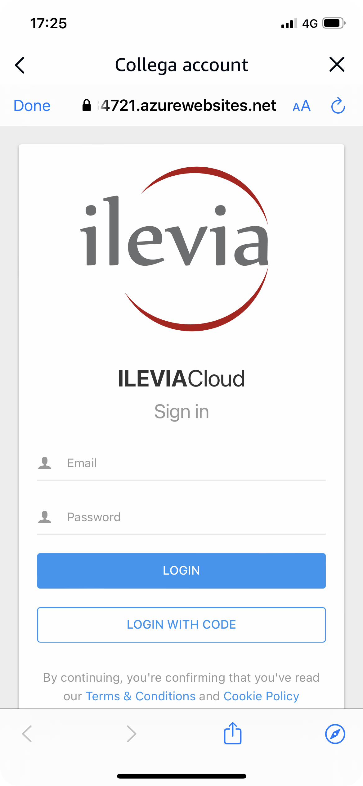 Accesso all'account del cloud Ilevia per il collegamento della skill ilevia smart home all'interno dell'applicazione Amazon Alexa