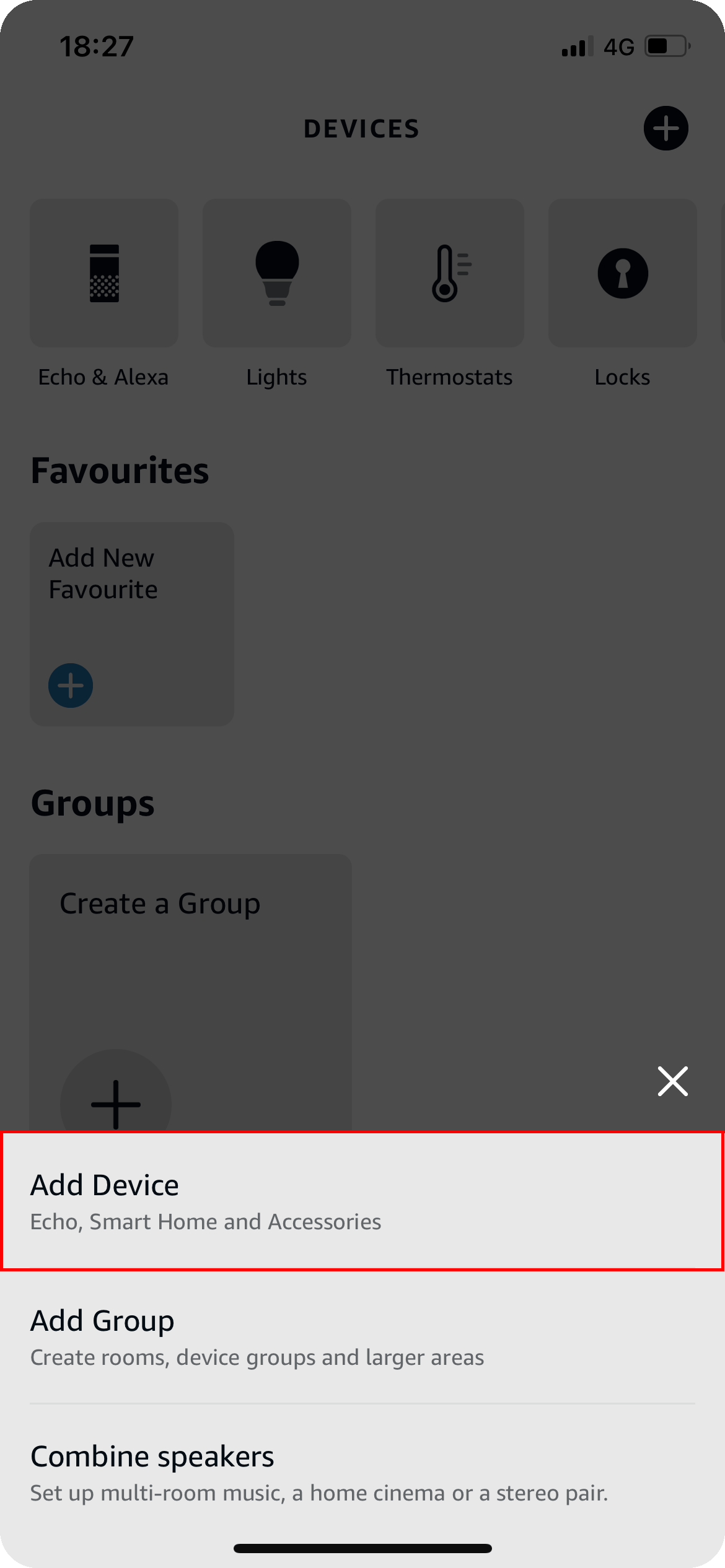 Click Add devices to enter the device choice menu