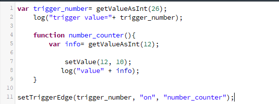 Script Java esempio setTriggerEdge all'interno del software per la configurazione di Ilevia EVE Manager