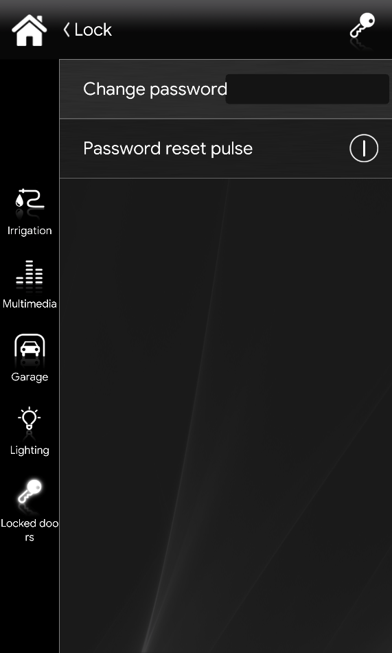 Rappresentation of the password changing within the classic user interface of the Ilevia's app EVE Remote Plus