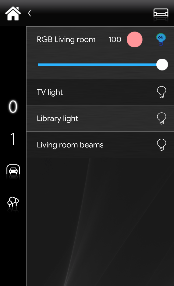 RGB light component in the classic view mode inside the Home automationApp EVE Remote Plus