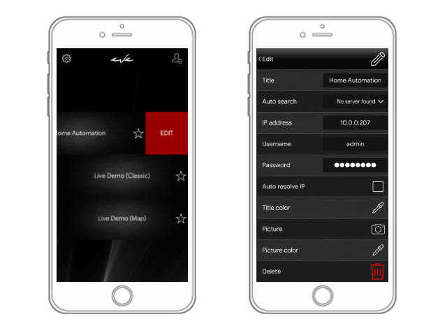 How to change setting inside the Home automation app's account
