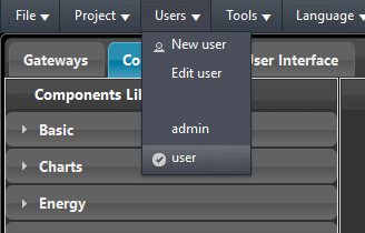 User list where you can find all the users you have created Inside the Home automation software EVE Manager
