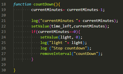 Javascript first function within the motion sensor code within the custom widget component inside the Ilevia's configuration software EVE Manager.