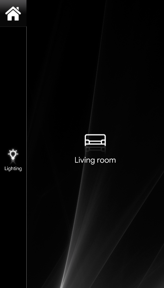 how the sub menu is displayed inside the Home automation app EVE Remote Plus
