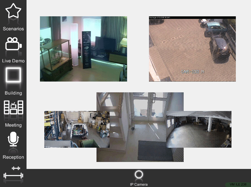 How the IP cameras are represented within the application for the home automation control EVE Remote Plus Map style