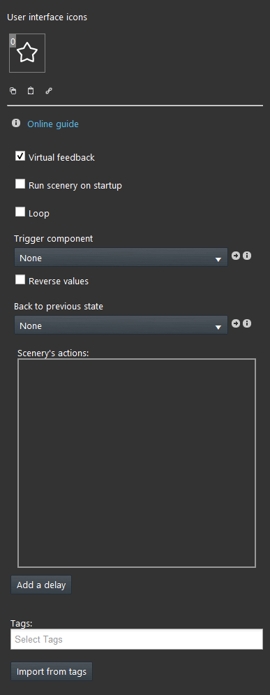 Scenery component properties inside the Home automation software EVE Manager 