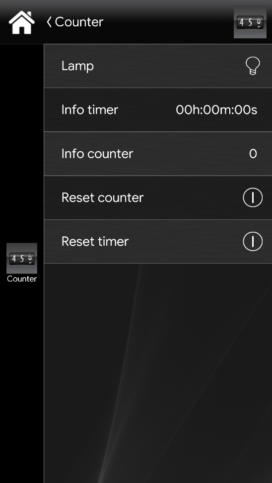 Counter somponents within the Ilevia's user interface app EVE Remote Plus. | Counter stopped.