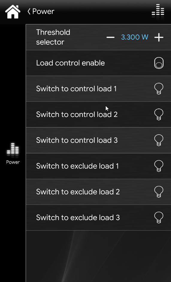 Load control enable switch rappresentatio inside the Home automation software EVE Remote Plus EVE Remote Plus