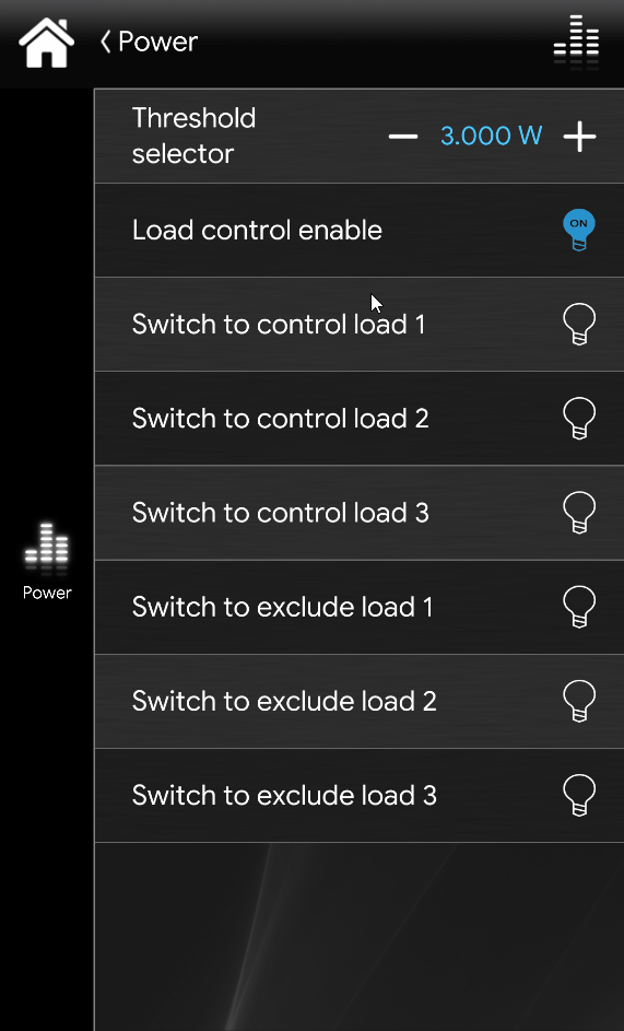 Customizable max power thershold rappresentation in side the Home automation App EVE Remote Plus 