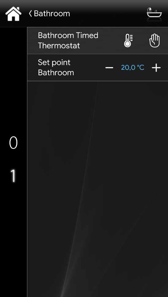 Timed thermostat with the set point in manual mode inside the Home automation App EVE Remote Plus 