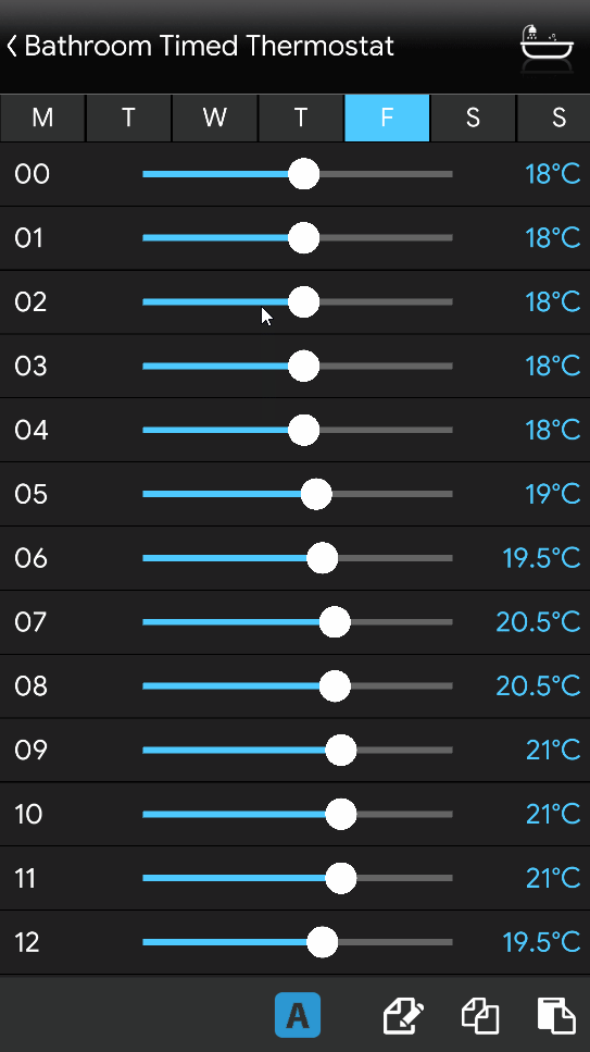 Copying Timed thermostat inside the Home automatio app 