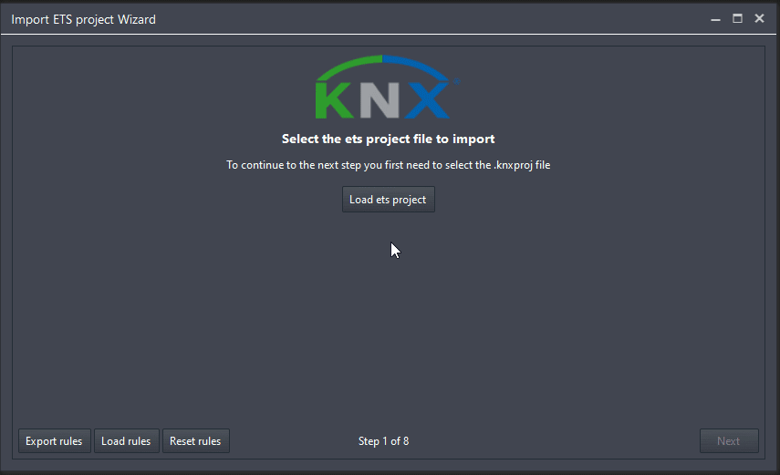 How to import the .knxproj inside the Home automation configuration software EVE Manager Pro
