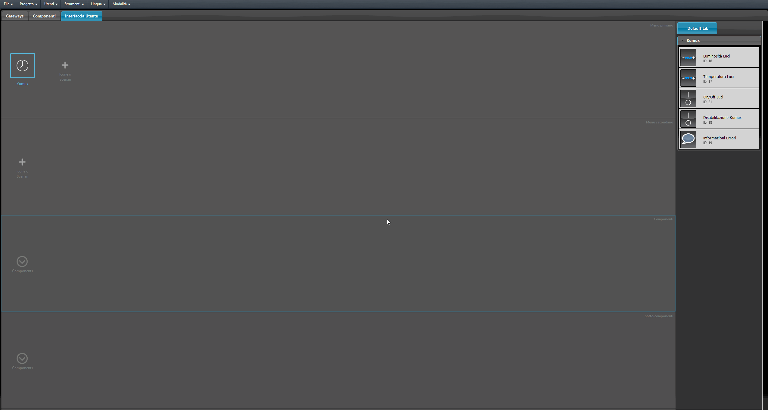 Adding the components within the Ilevia's configuration software user interface.