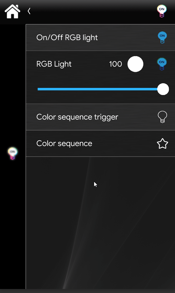 This is how the color sequence is shown within the Ilevia's App | Classic interface