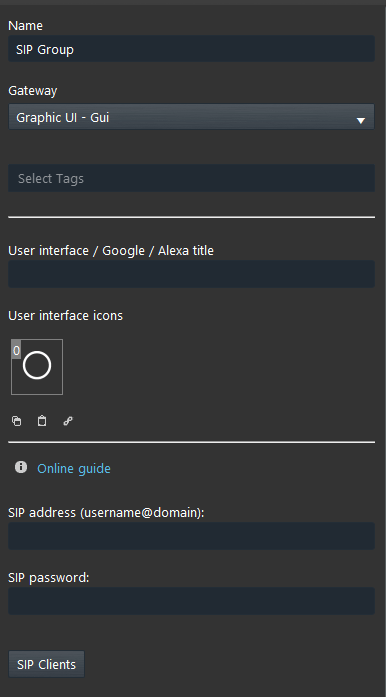 SIP Group component properties.