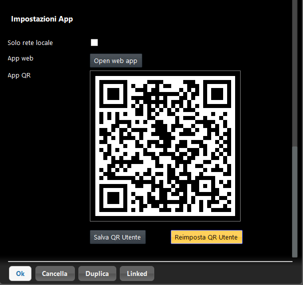 Impostazione app ilevia control all'interno del software di configurazione di Ilevia.
