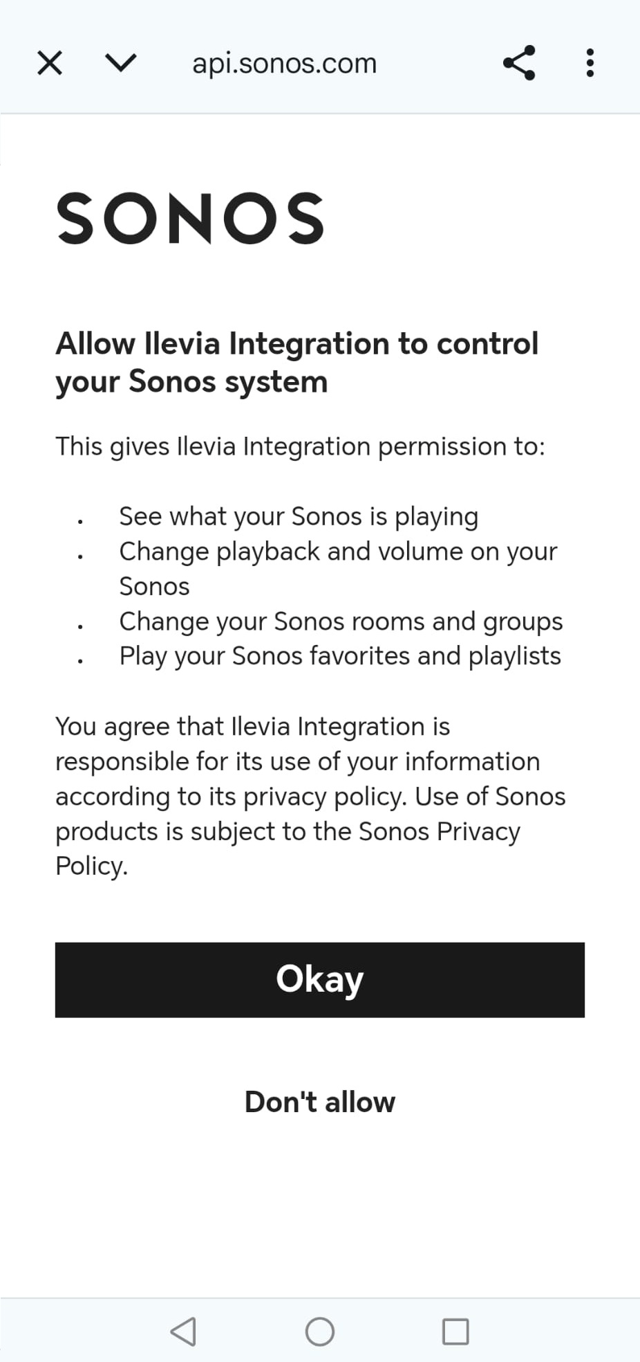 SONOS_Step4-3 First step on how to access the SONOS account | Accept and proceed