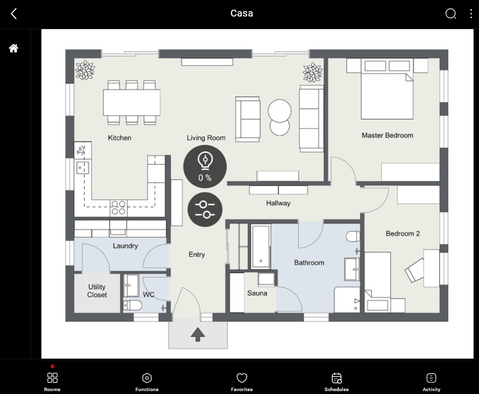 cursore-off-map Come il componente Cursore viene visualizzato all'interno dell'applicazione per il controllo domotico EVE Remote Plus Stile a mappa