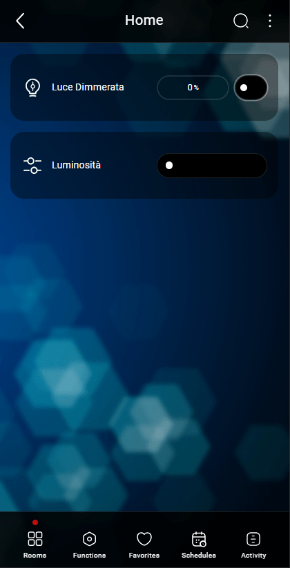cursore-off Come il componente Cursore viene visualizzato all'interno dell'applicazione per il controllo domotico EVE Remote Plus stile classico