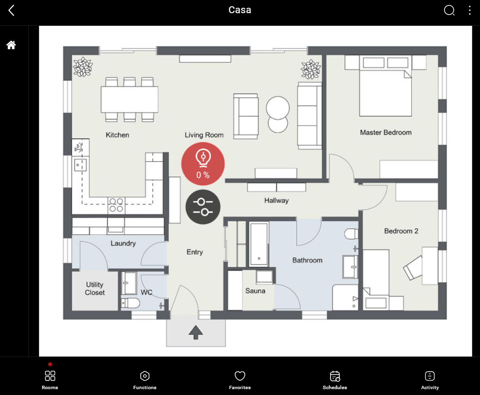 cursore-on-map Come la barra di scorrimento viene visualizzata all'interno dell'applicazione per il controllo domotico EVE Remote Plus Stile a mappa