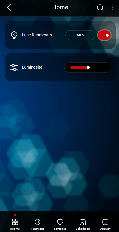 cursore-on Come il componente Cursore viene visualizzato all'interno dell'applicazione per il controllo domotico EVE Remote Plus stile classico