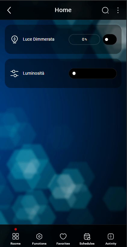 dimmer-off Dimmer spento in modalità classica all'interno dell'applicazione di supervisione EVE Remote Plus