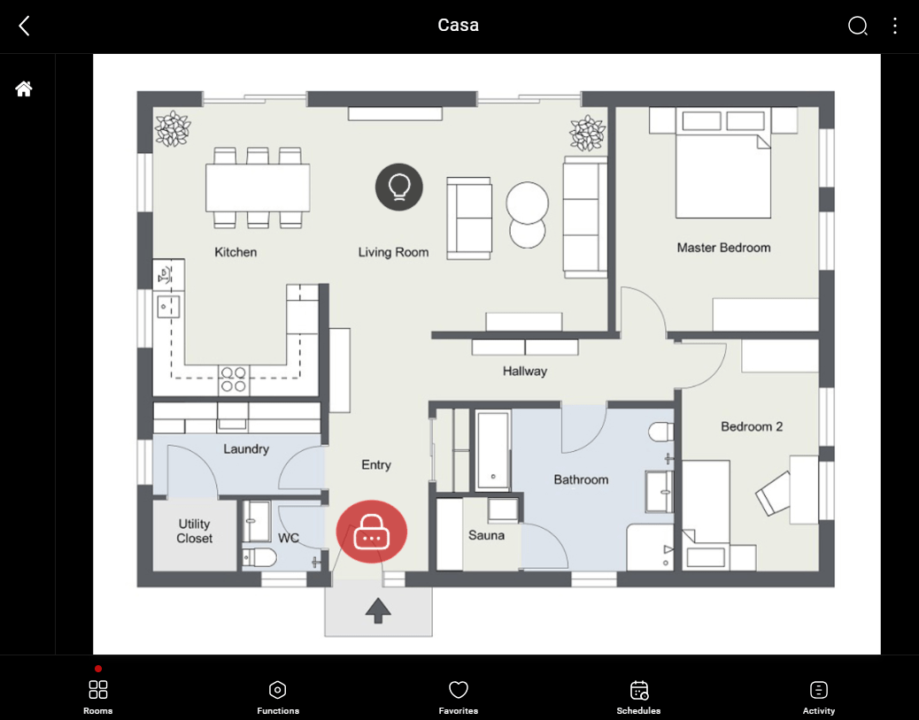 lock-on-map Inserting the password in order to open the door from the Map interface of the Ilevia app EVE Remote Plus