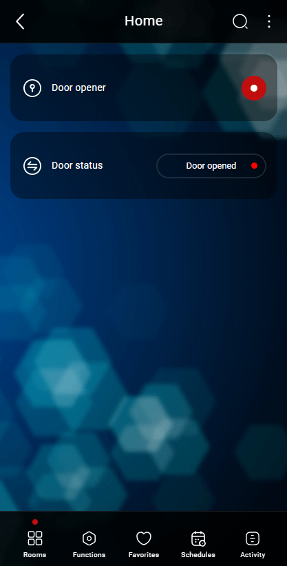 pulse-on Rappresentazione grafica componente pulsante all'interno dell'applicazione di Ilevia EVE Remote Plus | Porta aperta