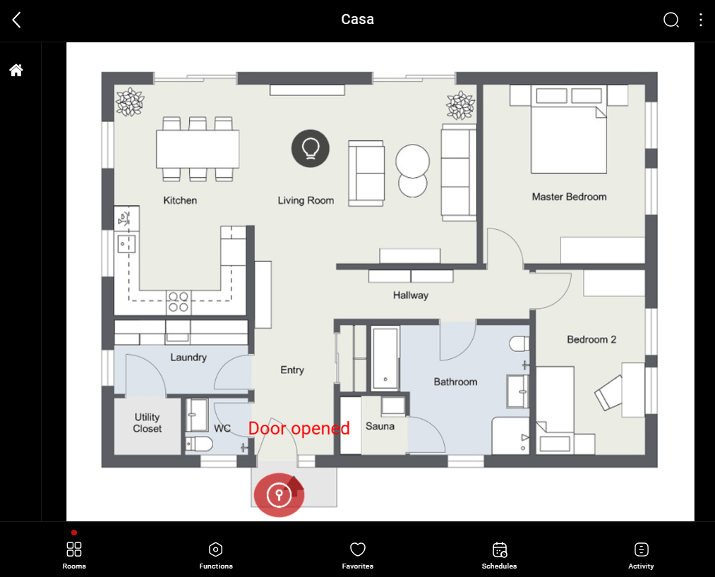 pulse-on-map Rappresentazione grafica all'interno dell'applicazione di Ilevia EVE Remote Plus | Porta aperta