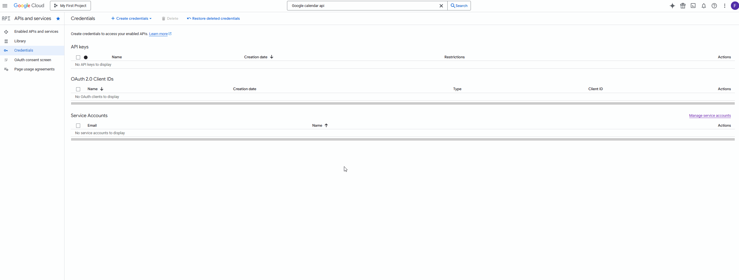 Google-calendar_Creating-API Creating the API within the Google Cloud API in order to integrate the Google Calendar Events with the Ilevia's X1 server.