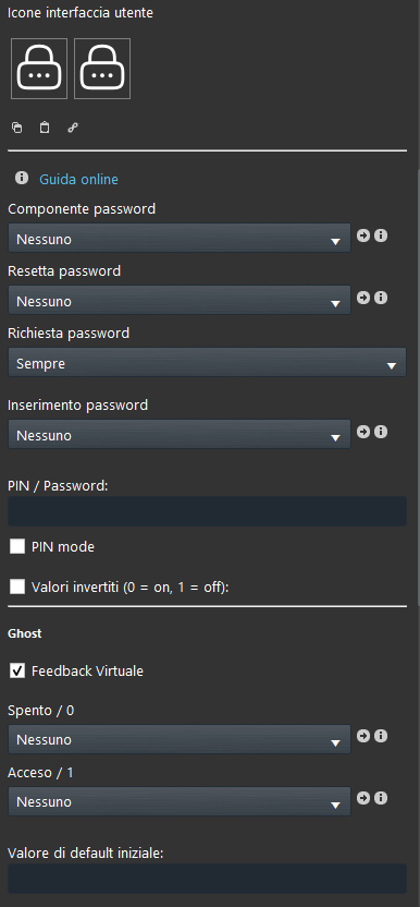 lock it Proprietà del componente Interruttore sicuro all'interno del software di configurazione domotica EVE Manager
