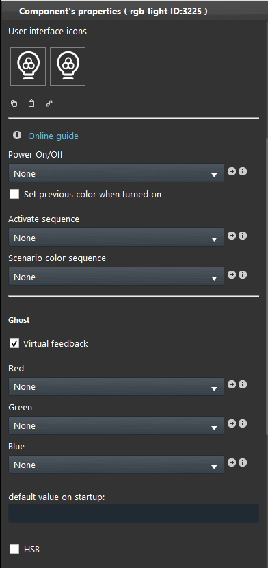 luce rgb Rgb lgiht component properties with KNX Gateway inside the Home autoamtio software EVE Remote Plus