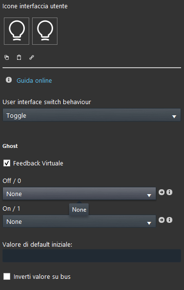 switch it Parametri interruttore all'interno del software di configurazione domotica EVE Manager