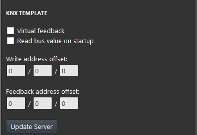 switch knx Knx gateway checkboxes within the component parameters
