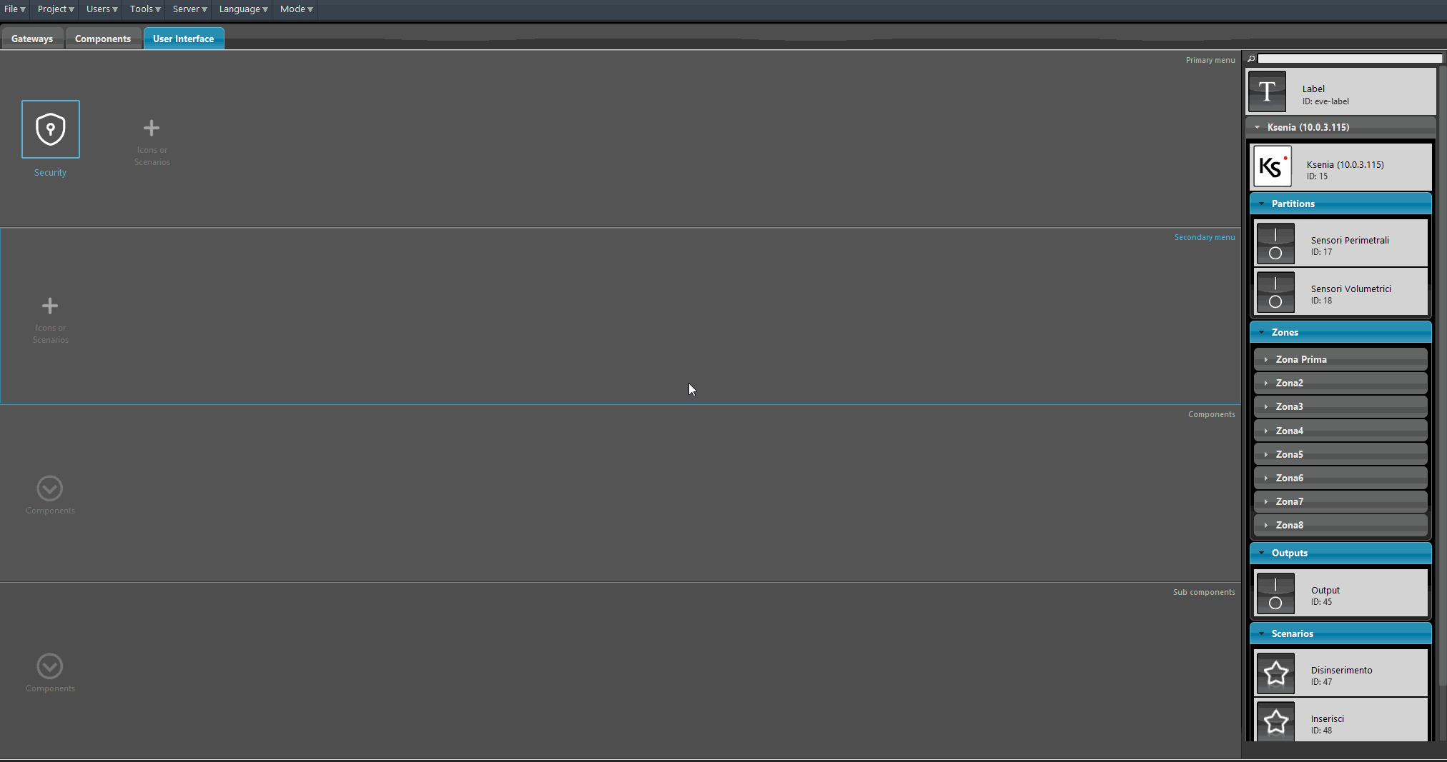 Ksenia_Uploading-project Adding the ksenia component within the Ilevia's app interface.