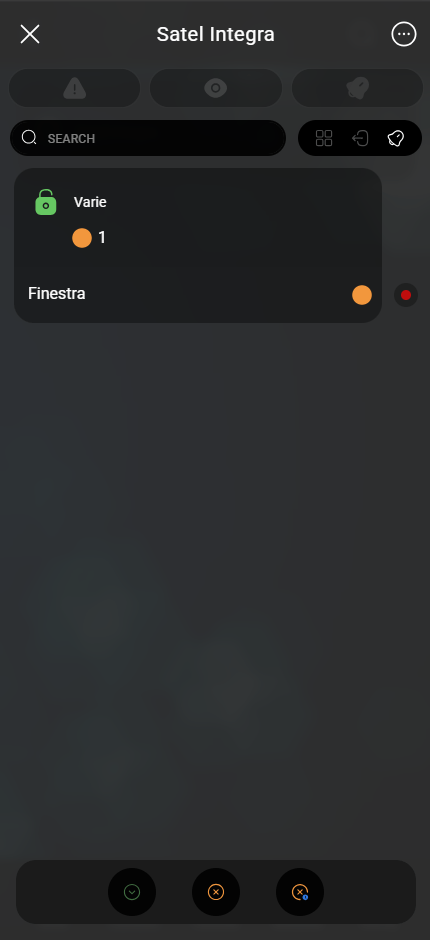 Satel-Integra_notification-menu Zone status within the Satel integra widget within the Ilevia's app.