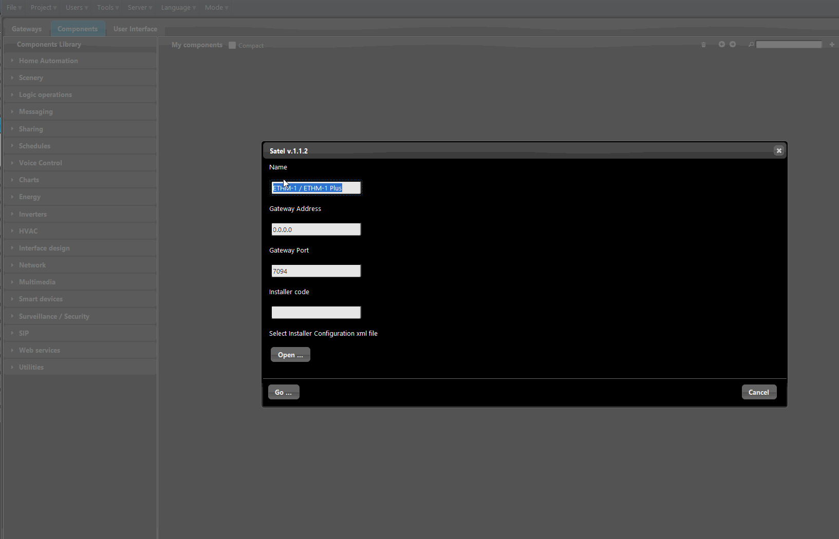 Satel-integra_Step2 Upload of the XML file within the Ilevia manager's importing wizard.