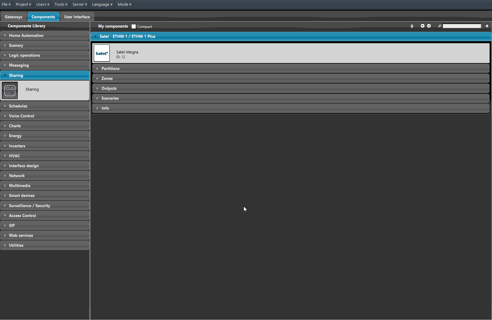 Satel-integra_Step4 Surfing within the imported component, ilevia's configuration software.