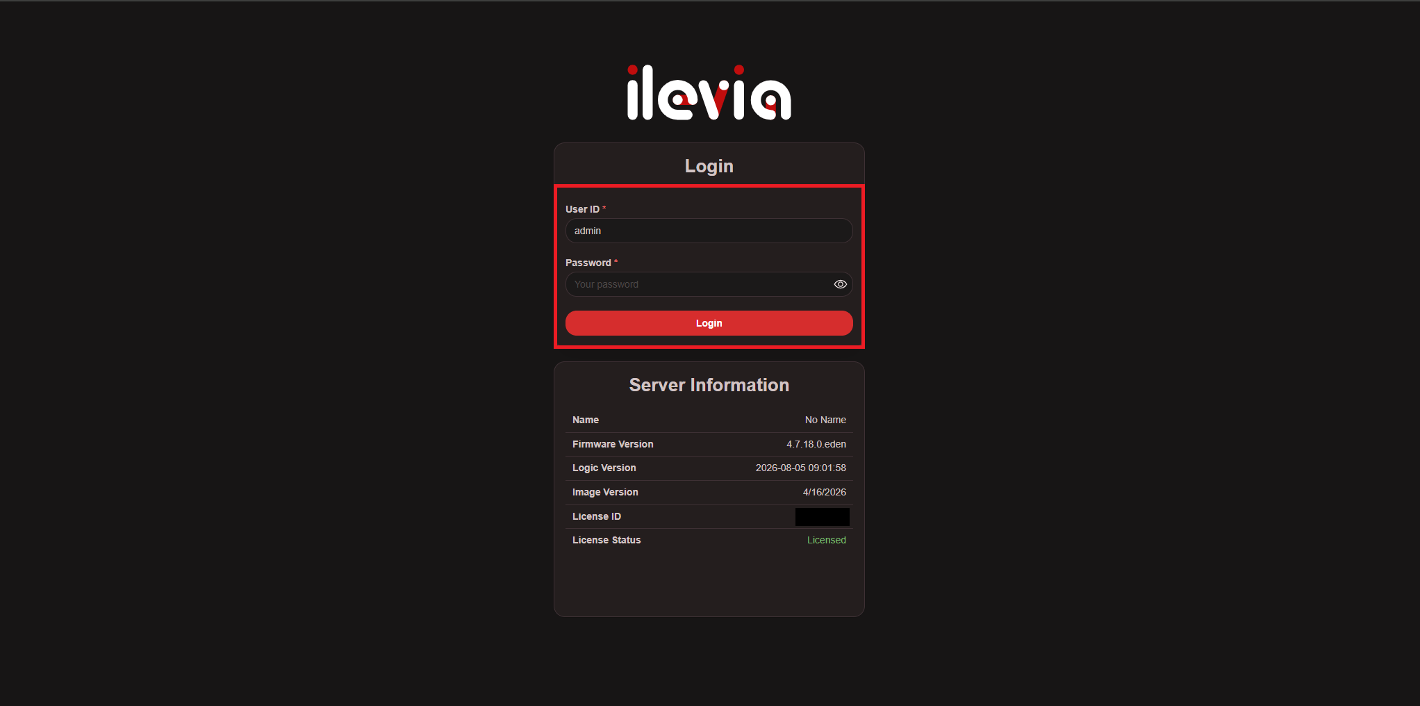Ilevia X1 plus web interface login.