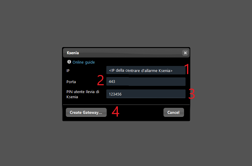 Ksenia-integration_Passo3-1v2 Adding the ksenia and X1 server parameters.