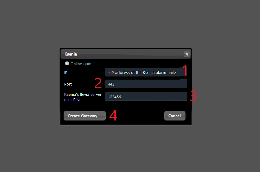 Ksenia-integration_Step3-1v2 Adding the ksenia and X1 server parameters.